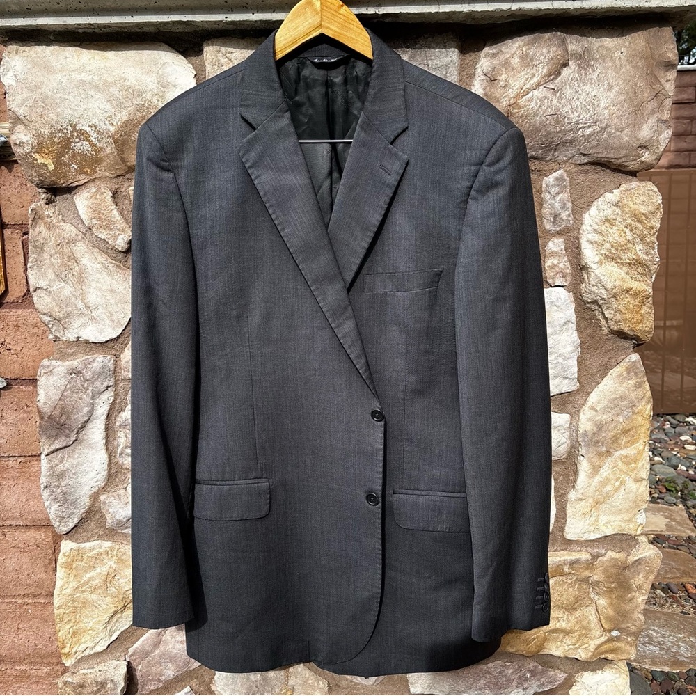 Ermenegildo Zegna Men's Blazer 2 Button Gray Wool Silk Size 46L Classic Italy